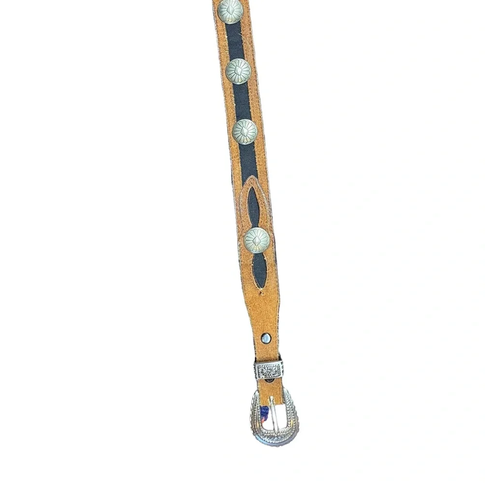 Amazing black and brown concho silver waist belt